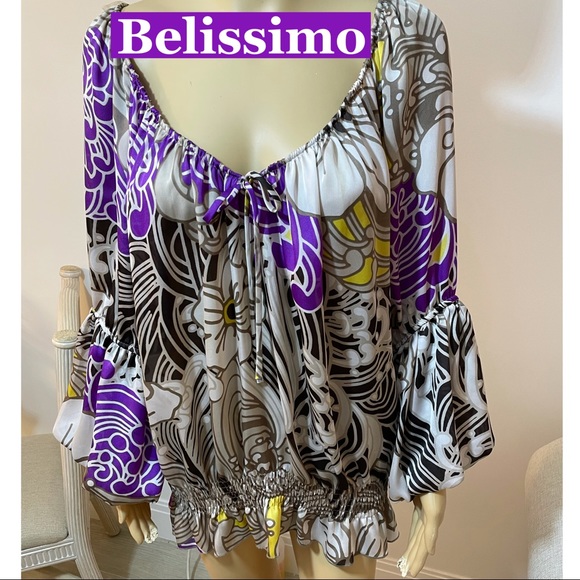 belissimo NY Tops - Belissimo, Floral Tunic W/ Smocking Sz 1X